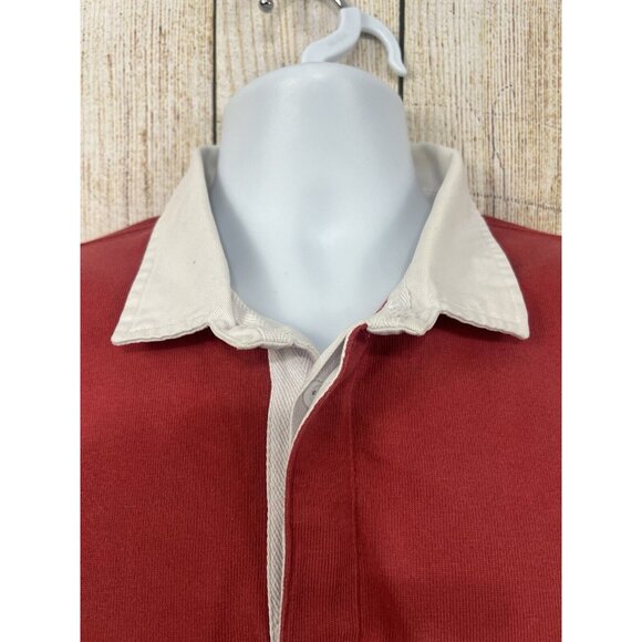 Vtg 90s Polo Ralph Lauren Rugby Shirt Men Large Long Sleeve Coral Orange Preppy - Picture 4 of 7